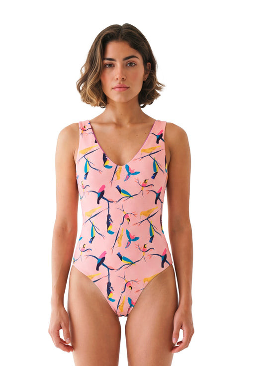 Enterizo Guacamayo Rosado Doble Faz